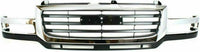 Front Bumper Steel + Grille Chrome + Lower Valance Primed + Fog Light Assembly Right & Left Side Direct Replacement Compatible With GMC Sierra 2500HD 3500 2003-2006 GM1200568