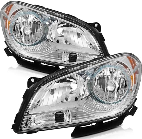 Set Of 2 Front Head Light Composite Assembly Plastic Left Driver & Right Passenger Side Direct Replacement Compatible With 2008-2012 Chevrolet Malibu GM2502307 GM2503307
