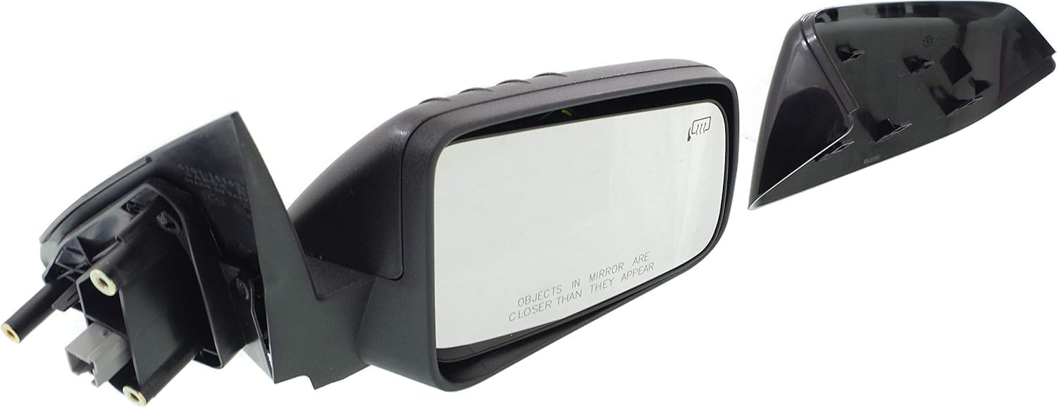 Front Power Mirror Non-Folding Heated With Primed & Textured 2 Caps Direct Replacement Compatible With 2008-2011 Ford Focus FO1321317 FO1321331 8S4Z17682CA-PFM