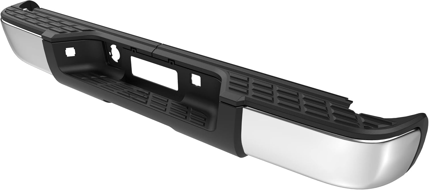 AUTOS PARTS PLUS Rear Step Bumper Assembly Chrome Without Parking Aid Sensor Holes Direct Replacement Compatible With Chevrolet Silverado & GMC Sierra 1500 2007-2013 GM1103147 7T1Z17906BA
