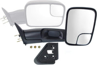 Set OF 2 Front Towing Mirror Manual Adjust Non-Heated Textured Left Driver And Right Passenger Side Direct Replacement Compatible With 1994-2001 Dodge Ram 1500/1994-2002 2500 3500