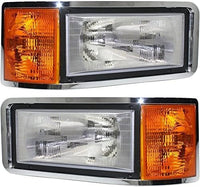 Set Of 2 Front Head Light Assembly Halogen Right Passenger And Left Driver Side Direct Replacement Compatible With 1993-2005 Mack CH / 1991-2007 CL MK2503100 MK2502100 25163253