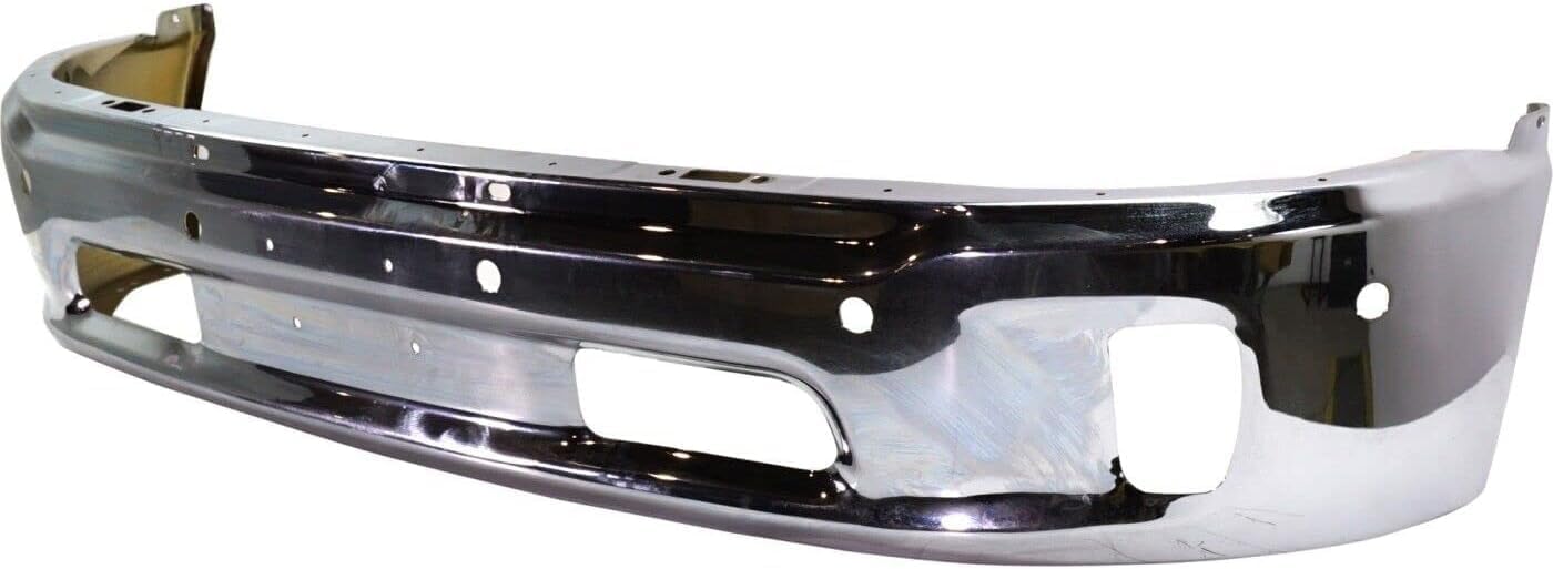 Front Bumper Steel Chrome Steel + Upper Cover Fascia Primed + Brackets Left Driver & Right Passenger Side Direct Replacement Compatible With 2014-2018 Ram 1500 CH1002402 CH1014108