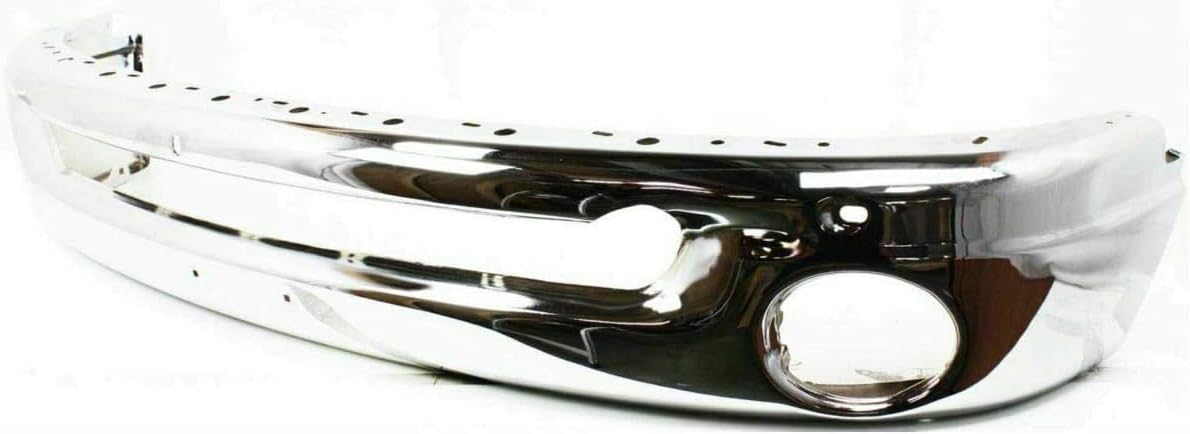 Front Bumper Chrome Steel + Upper Cover Primed + Lower Valance Textured + Step Pad Molding Direct Replacement Compatible With 2002-2005 Dodge Ram 1500 2500 3500 CH1002383 CH1000338