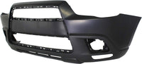 Front Bumper Cover Primed Plastic + Upper & Lower Grille + Chrome Molding Direct Replacement Compatible With 2011-2012 Mitsubishi Outlander/RVR