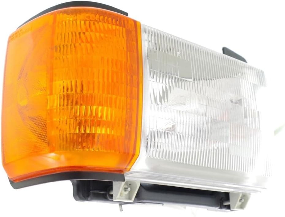 Set Of 2 Front Head Light With Side Marker Lamp Without Trim Left Driver & Right Passenger Side Direct Replacement Compatible With 1987-1991 Ford F-Series FO2503104 FO2502104