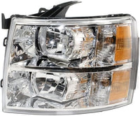 Front Bumper End Cap Textured Without Fog Light Holes + Headlight Assembly Left & Right Side Direct Replacement Compatible With 2007-2013 Chevrolet Silverado 1500 GM1004146 GM1005146