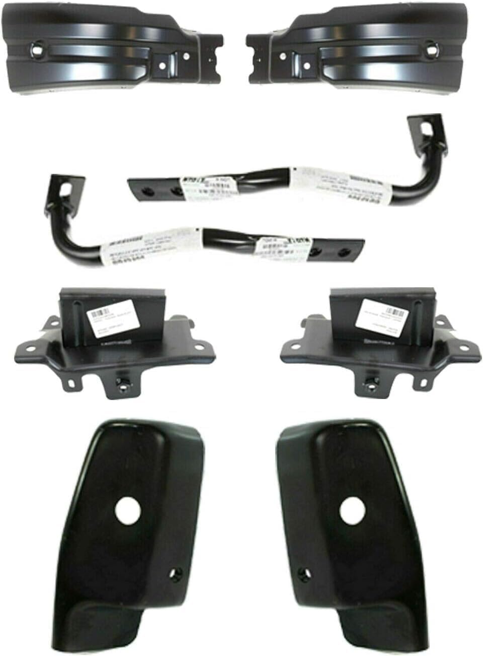 Front Bumper Chrome Steel + Lower Valance + Extension + End Caps + Set Of 8 Brackets Left & Right Side Direct Replacement Compatible With Chevrolet Silverado 1500 2007-2013