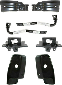 Front Bumper Chrome Steel + Lower Valance + Extension + End Caps + Set Of 8 Brackets Left & Right Side Direct Replacement Compatible With Chevrolet Silverado 1500 2007-2013