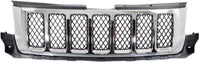 Front Grille Chrome Shell With Painted Black Insert Direct Replacement Compatible With 2011-2013 Jeep Grand Cherokee CH1200363 57010708AE