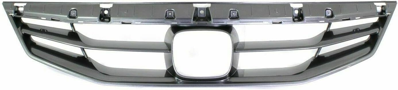 AUTOS PARTS PLUS Front Grille Painted Gray + Mesh Insert Primed + Molding Chrome Direct Replacement Compatible With 2011-2012 Honda Accord HO1200202 HO1223103 HO1210135 71121TE0A11ZA 71124TE0A11