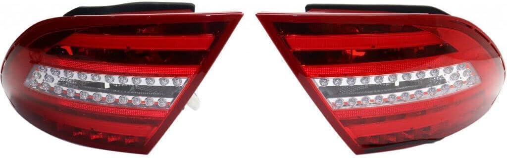 Set Of 2 Tail Light Assembly Plastic Left Driver & Right Passenger Side Direct Replacement Compatible With 2012-2013 Mercedes Benz C-Class MB2811100