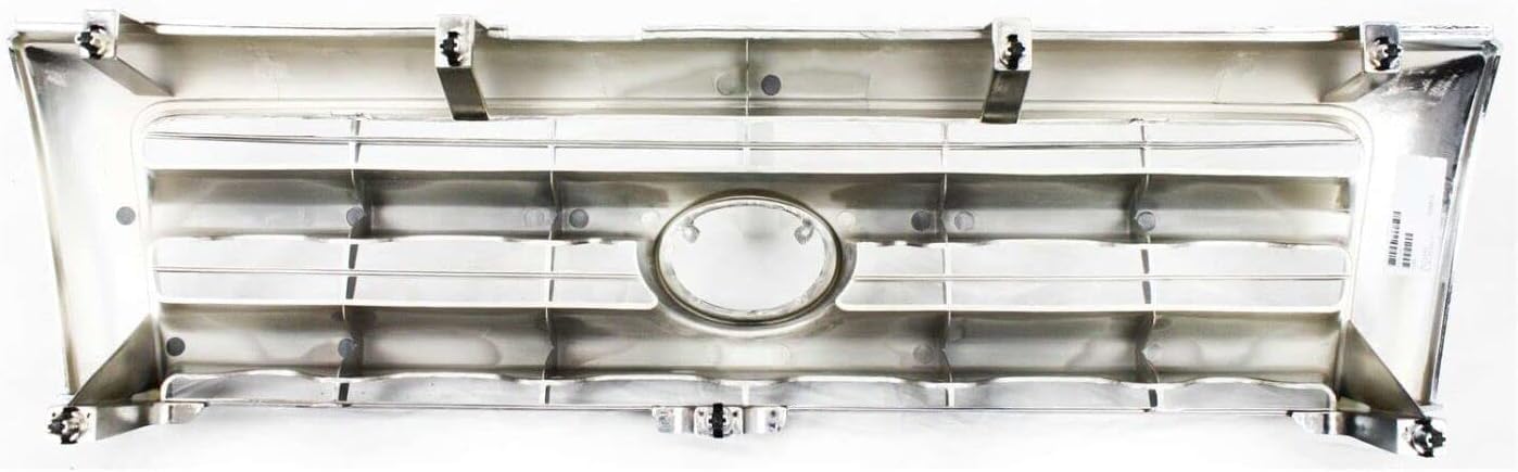 Front Grille Chrome Shell And Primed Insert + Corner Lights + Headlights Assembly Left Driver & Right Passenger Side Direct Replacement Compatible With 1998-2000 Toyota Tacoma