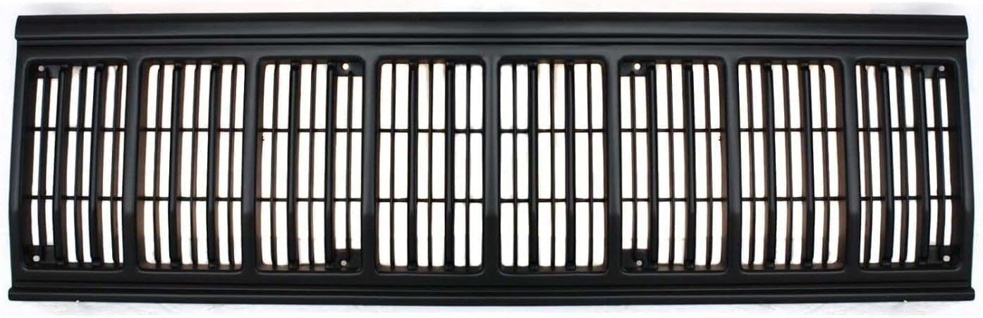 Front Grille Primed Shell And Insert + Header Panel + Headlights + Signal & Marker Lamps Right And Left Side Direct Replacement Compatible With Jeep Cherokee 1991-1996 CH1200176