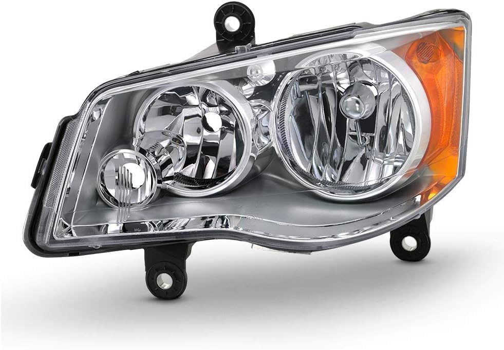 Front Head Light Assembly Chrome Interior Left Driver Side Direct Replacement Compatible With 2011-2020 Dodge Grand Caravan / 2008-2016 Chrysler Town & Country CH2502192 5113337AI