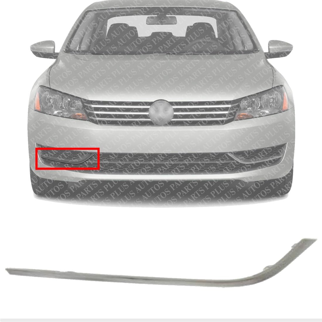 Front Bumper Molding Chrome Right Passenger Side Direct Replacement Compatible With 2012-2015 Volkswagen Passat VW1047107 5618531022ZZ