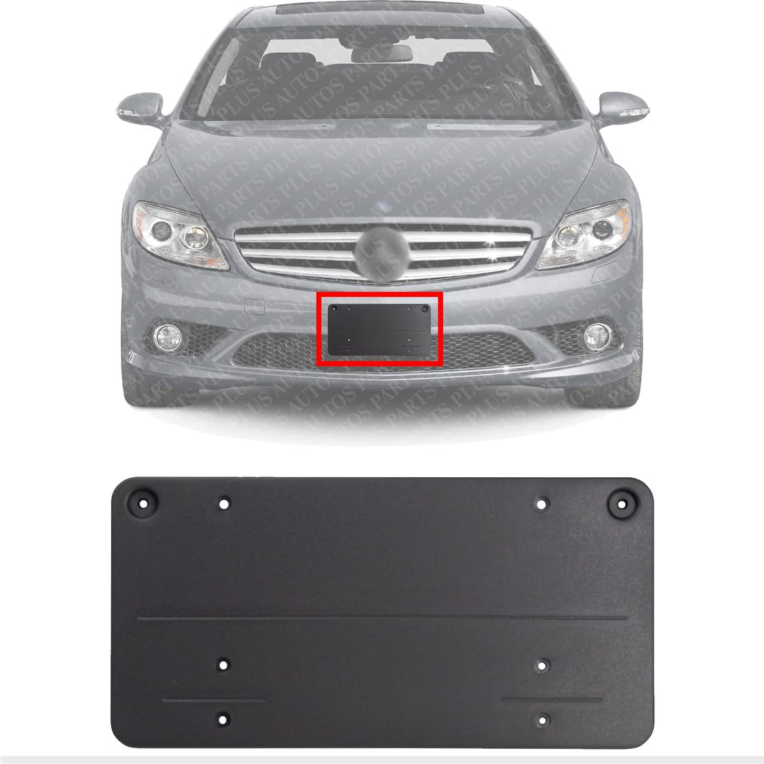 Front License Plate Bracket Textured Direct Replacement Compatible with 2008-2011 Mercedes Benz C-Class MB1068109 2048170178