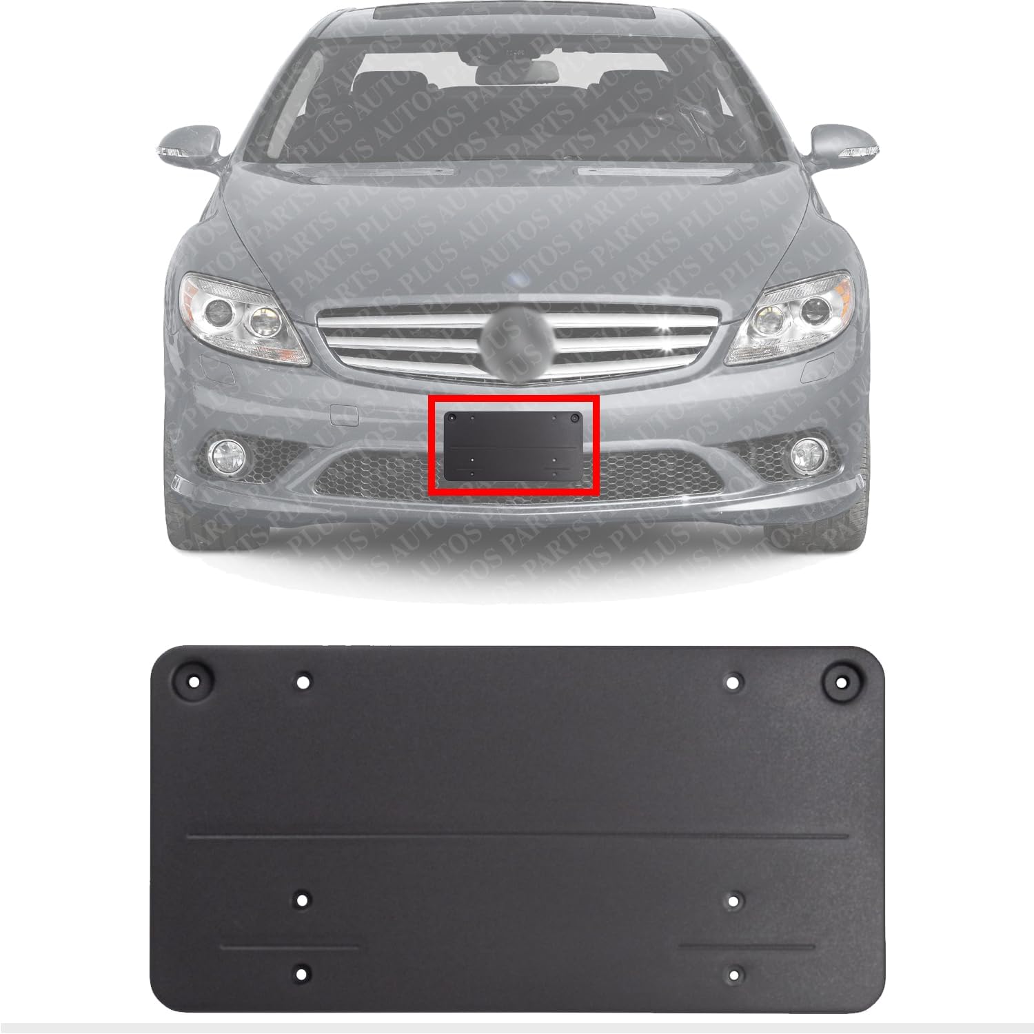 Front License Plate Bracket Textured Direct Replacement Compatible with 2008-2011 Mercedes Benz C-Class MB1068109 2048170178