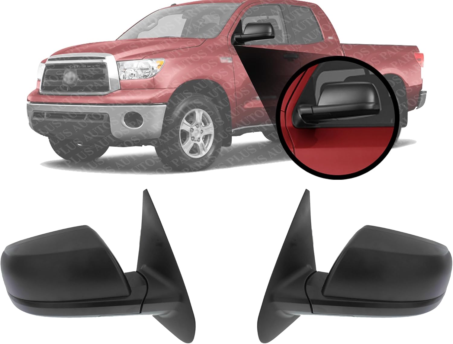 Set Of 2 Front Mirror Manual Folding Non-Heated Textured Right Passenger & Left Driver Side Direct Replacement Compatible With 2007-2013 Toyota Tundra TO1320241 TO1321241 879400C191