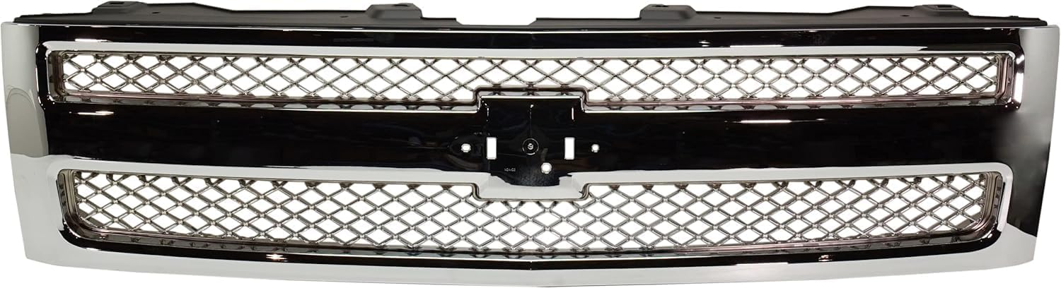 Front Bumper Impact Bar Steel + Grille + Lower Valance Air Deflector + Head Light Left & Right Side Direct Replacement Compatible With 2007-2013 Chevrolet Silverado 1500 GM1002831