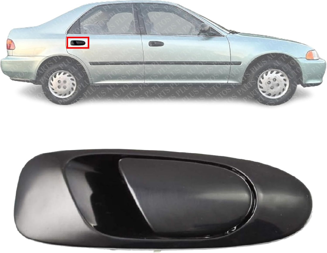 Rear Exterior Door Handle Smooth Black Right Passenger Side Direct Replacement Compatible with 1992-1995 Honda Civic HO1521102 72640SR4J01ZC