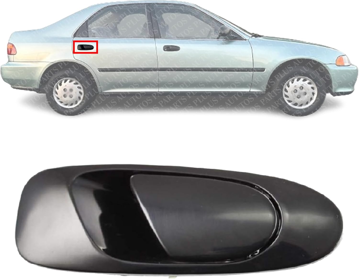 Rear Exterior Door Handle Smooth Black Right Passenger Side Direct Replacement Compatible with 1992-1995 Honda Civic HO1521102 72640SR4J01ZC