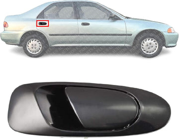 Rear Exterior Door Handle Smooth Black Right Passenger Side Direct Replacement Compatible with 1992-1995 Honda Civic HO1521102 72640SR4J01ZC