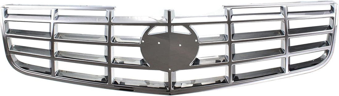 Front Bumper Cover Primed Plastic + Grille Chrome Shell and Insert Direct Replacement Compatible With 2006-2011 Cadillac DTS