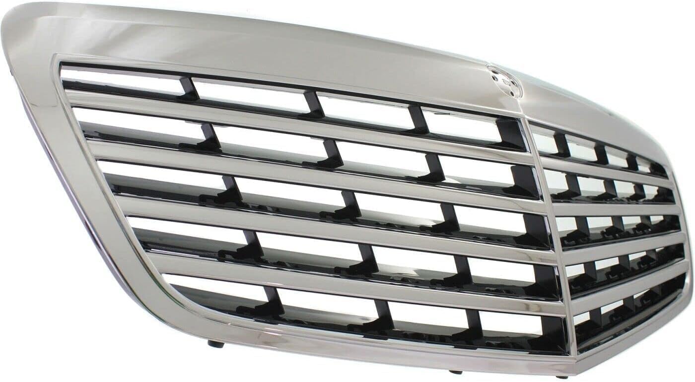 Front Grille Assembly Chrome Shell With Primed Insert Plastic Direct Replacement Compatible With 2010-2013 Mercedes Benz S-Class MB1200156 22188004839040