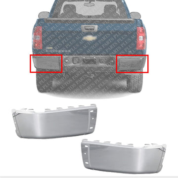 Set Of 2 Rear Bumper End Cap Chrome Left Driver & Right Passenger Side Direct Replacement Compatible With 2007-2013 Chevrolet Silverado/GMC Sierra 1500/2007-2014 2500HD 3500HD
