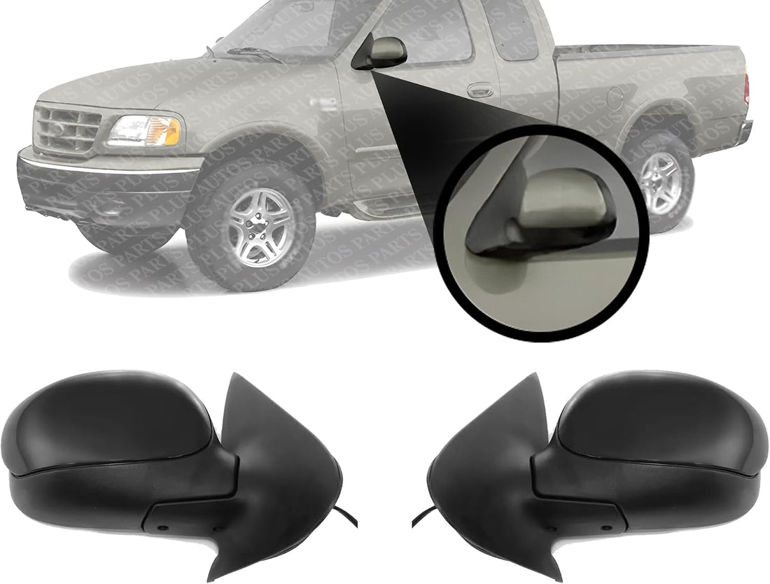 Set of 2 Front Power Mirrors Manual Folding Non-Heated Primed Right Passenger & Left Driver Side Direct Replacement Compatible With 2001-2003 Ford F-150 FO1320223 FO1321223