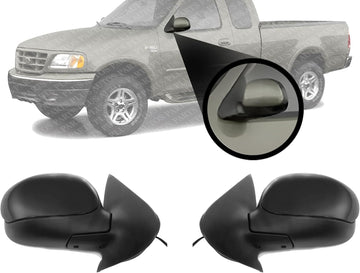 Set of 2 Front Power Mirrors Manual Folding Non-Heated Primed Right Passenger & Left Driver Side Direct Replacement Compatible With 2001-2003 Ford F-150 FO1320223 FO1321223