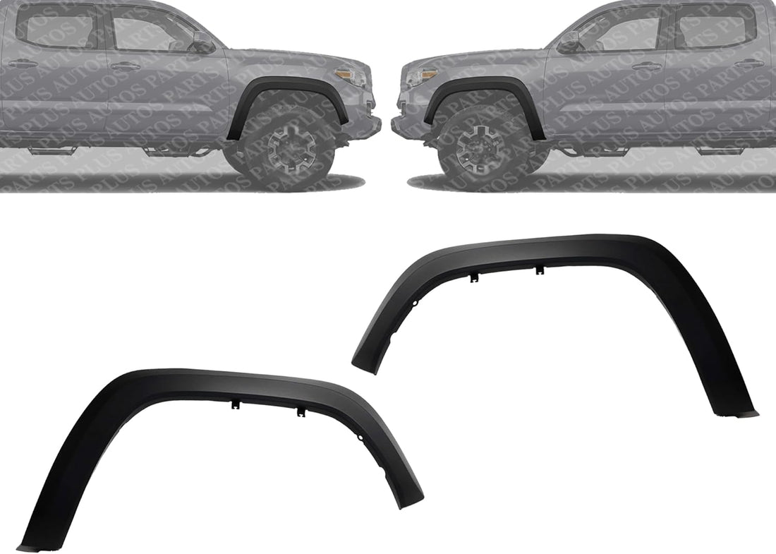 Set of 2 Front Fender Flare Textured Plastic Left Driver & Right Passenger Side Direct Replacement Compatible with 2016-2023 Toyota Tacoma TO1291109 TO1290109 7587104060 7587204060