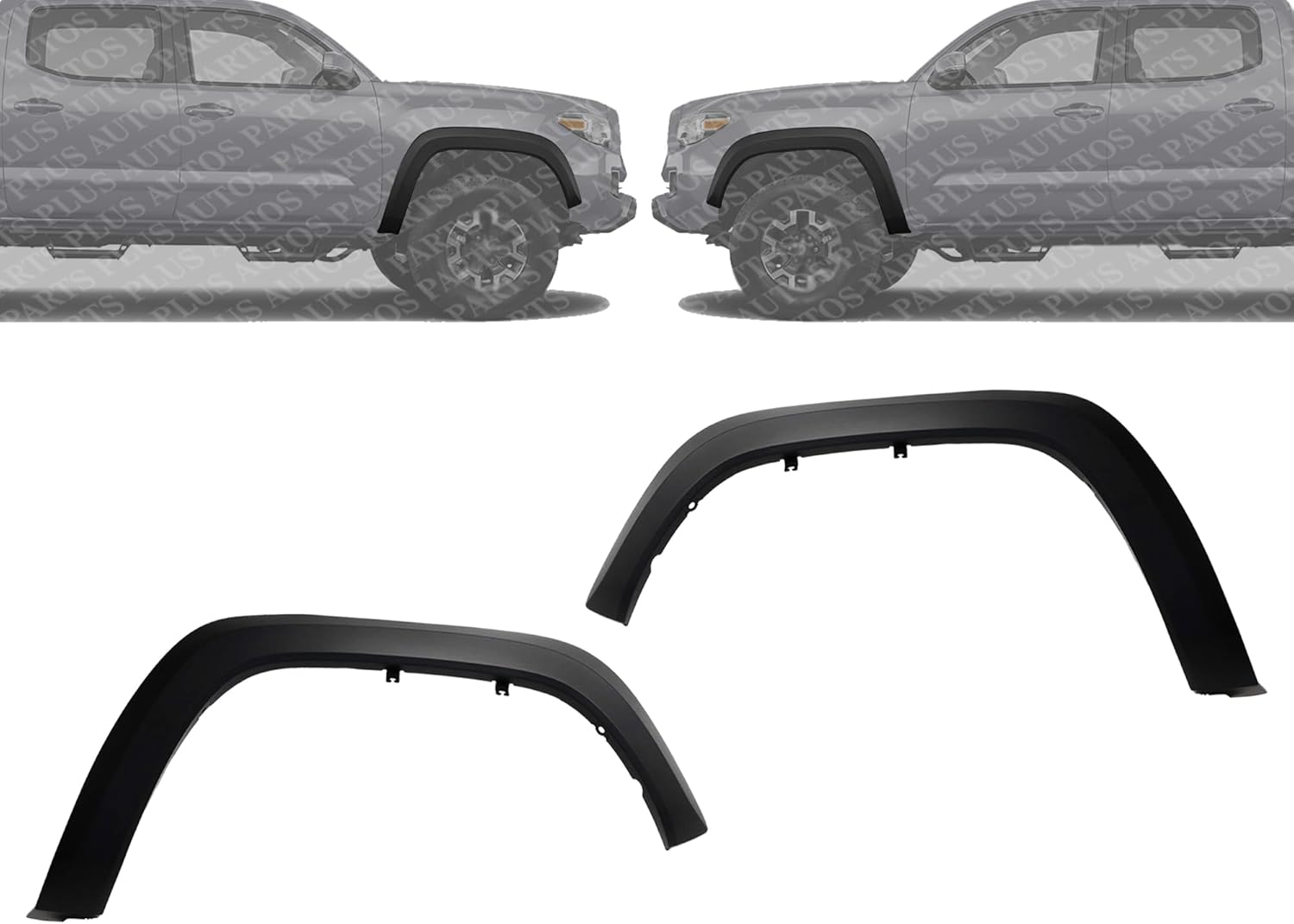Set of 2 Front Fender Flare Textured Plastic Left Driver & Right Passenger Side Direct Replacement Compatible with 2016-2023 Toyota Tacoma TO1291109 TO1290109 7587104060 7587204060