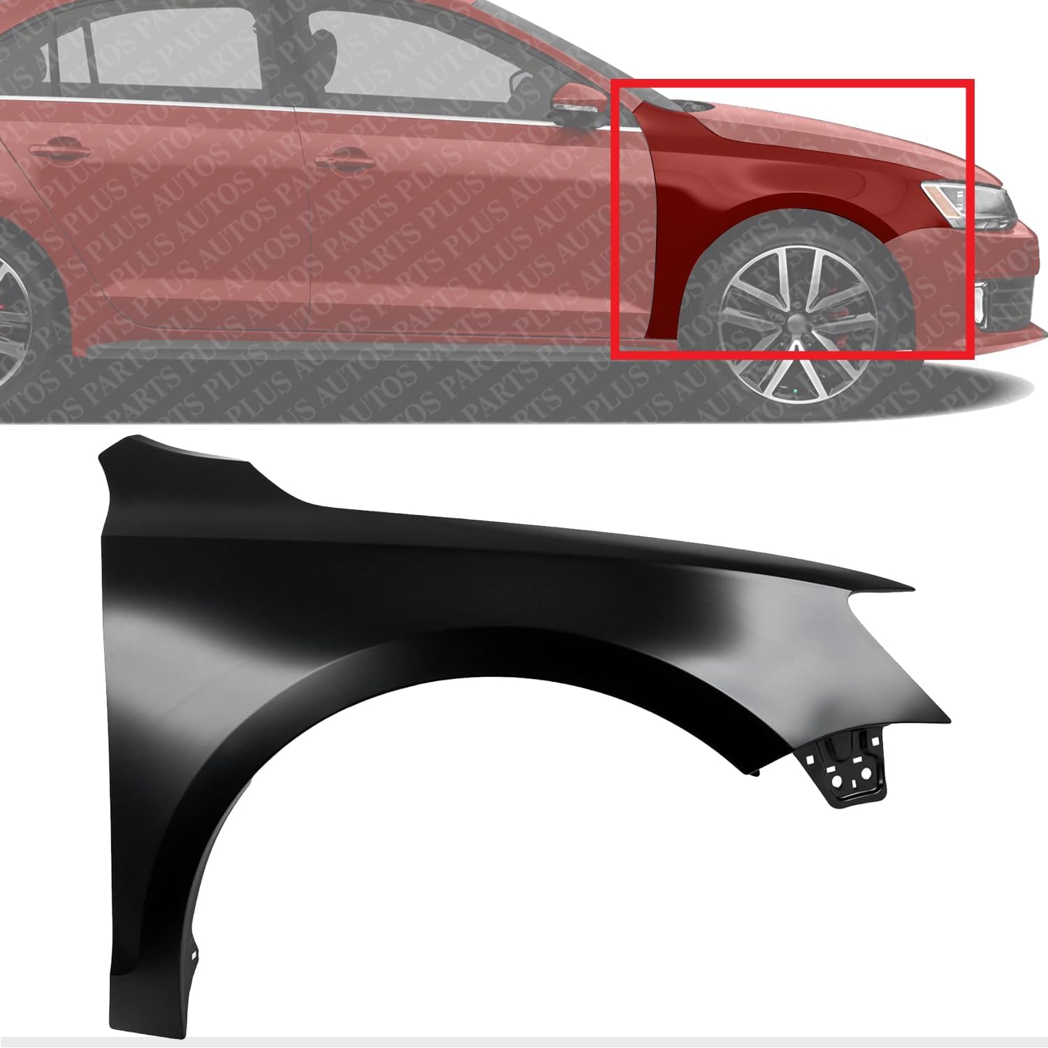 Front Fender Primed Steel Right Passenger Side Direct Replacement Compatible With 2011-2018 Volkswagen Jetta VW1241142 5C6821106A