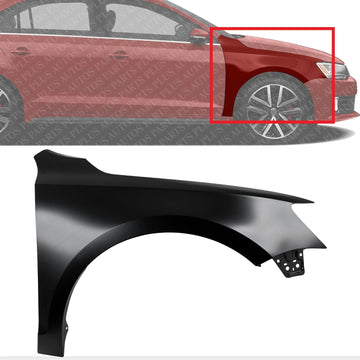 Front Fender Primed Steel Right Passenger Side Direct Replacement Compatible With 2011-2018 Volkswagen Jetta VW1241142 5C6821106A