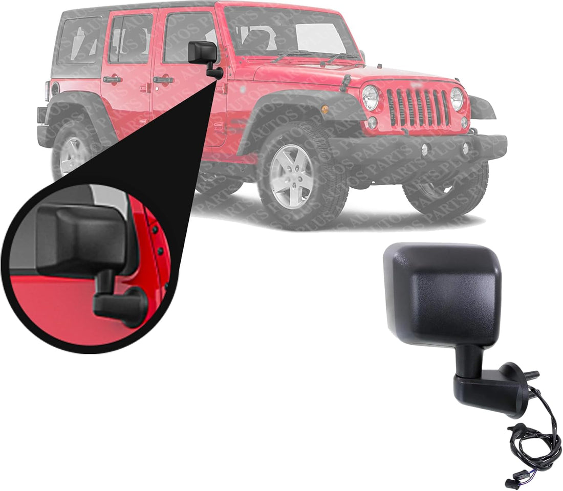 Front Power Mirror Manual Folding Heated Textured Right Passenger Side Direct Replacement Compatible With 2015-2018 Jeep Wrangler CH1321390 68249846AD 68249846AC