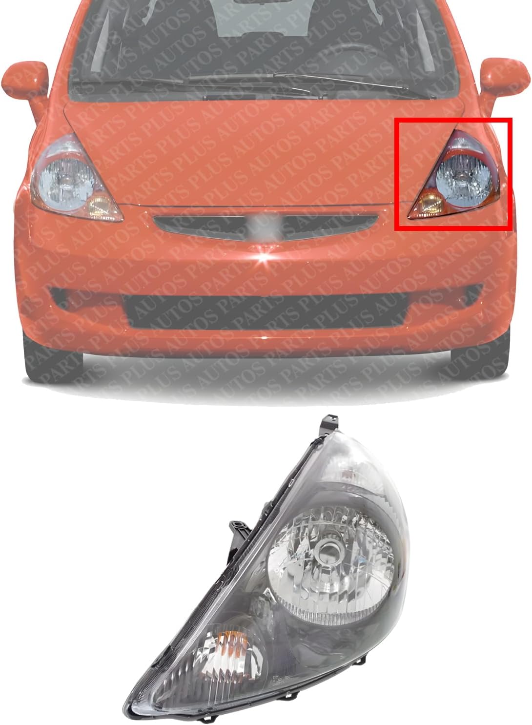 Front Head Light Assembly Black Interior Left Driver Side Direct Replacement Compatible With 2007-2008 Honda Fit 33151SLNA01Z
