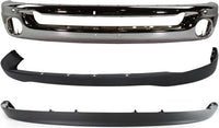 Front Bumper Chrome Steel + Upper Cover Textured + Lower Valance Direct Replacement Compatible With 2006-2009 Dodge Ram 1500 2500 3500 CH1000880 CH1002383 CH1090125 55077762AA