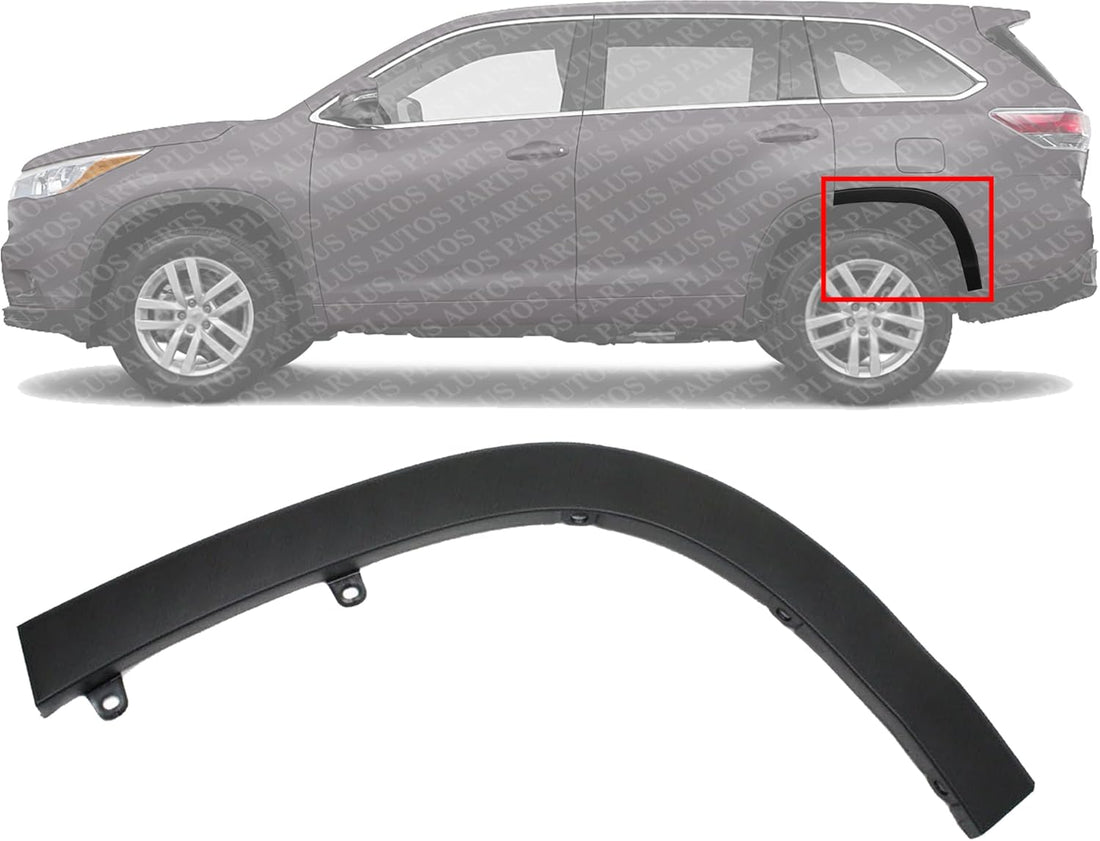 Rear Section Wheel Opening Molding Left Driver Side Direct Replacement Compatible with 2014-2019 Toyota Highlander TO1790104 750880E010