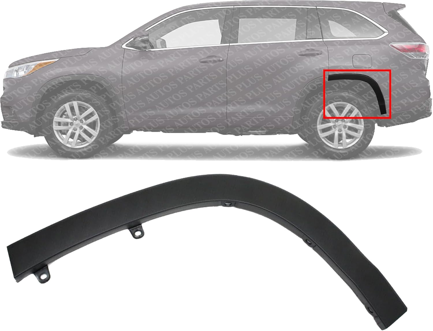 Rear Section Wheel Opening Molding Left Driver Side Direct Replacement Compatible with 2014-2019 Toyota Highlander TO1790104 750880E010