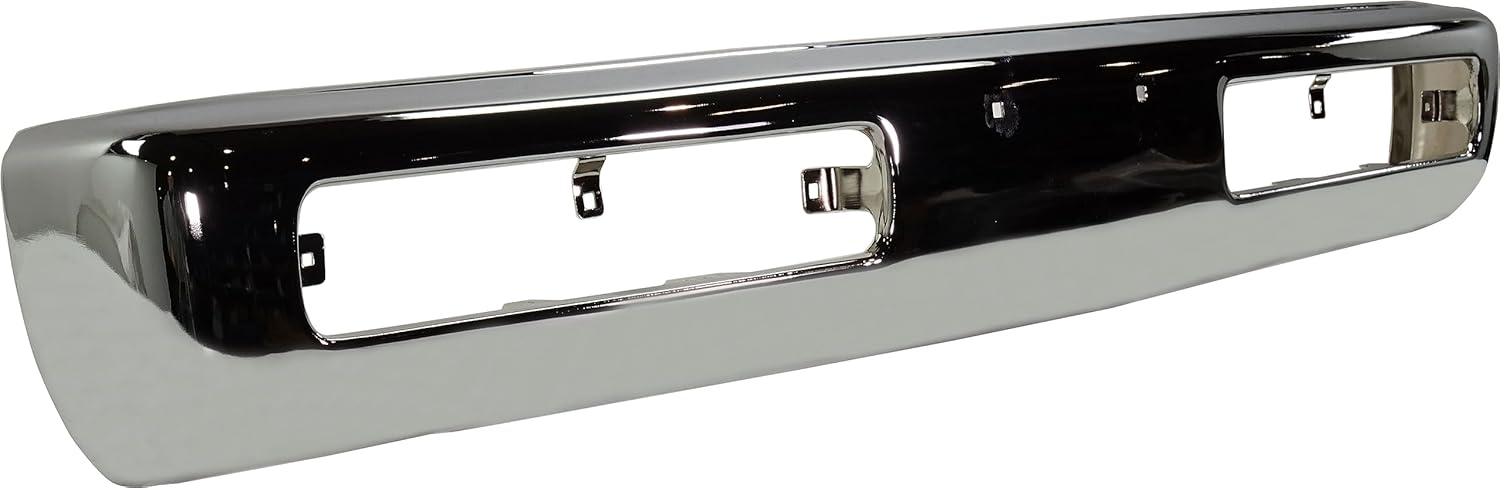 Front Bumper Face Bar Chrome Steel + Grille Chrome Shell/Paintable Gray Insert Plastic Direct Replacement Compatible With 1996-1997 Nissan Pickup NI1200116 NI1002127 6231055G10