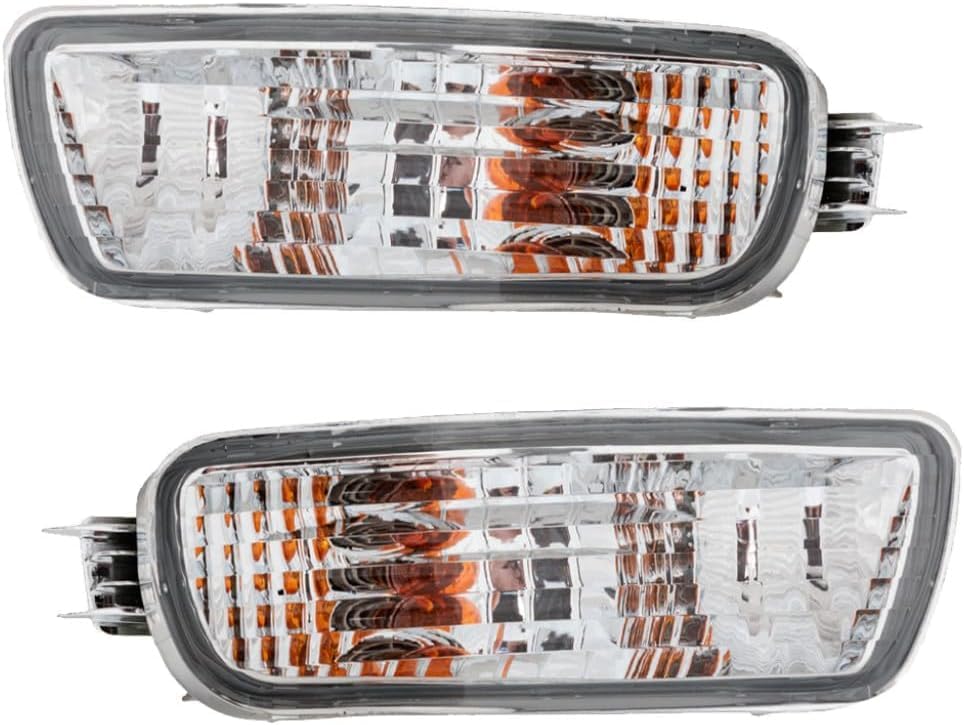 Front Headlight Fillers Primed + Signal Lights Assembly Right Passenger & Left Driver Side Direct Replacement Compatible With 2001-2004 Toyota Tacoma TO1088108 TO1089108 TO2530140