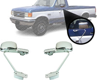 Set of 2 Front Mirror Manual Folding Non-Heated Polished Right Passenger & Left Driver Side Direct Replacement Compatible With 1987-1991 Ford F-Series FO1320102 FO1321102