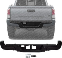 Step Bumper Assembly Primed Steel With Park Assist Sensor Holes Without Towing Hitch Direct Replacement Compatible With 2016-2023 Toyota Tacoma TO1103133 5215904030-PFM