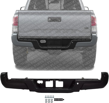 Step Bumper Assembly Primed Steel With Park Assist Sensor Holes Without Towing Hitch Direct Replacement Compatible With 2016-2023 Toyota Tacoma TO1103133 5215904030-PFM
