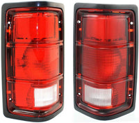 Set OF 2 Tail Light Lens And Housing With Outer Black Trim Left Driver & Right Passenger Side Direct Replacement Compatible With 1987-1996 Dodge Dakota CH2800111 CH2801111 55076439