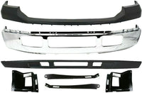 AUTOS PARTS PLUS Front Bumper Chrome Steel + Upper Cover Primed + Lower Valance Textured + Outer Mounting Brackets Direct Replacement Compatible With 2005-2007 Ford F-Series Super Duty FO1066164