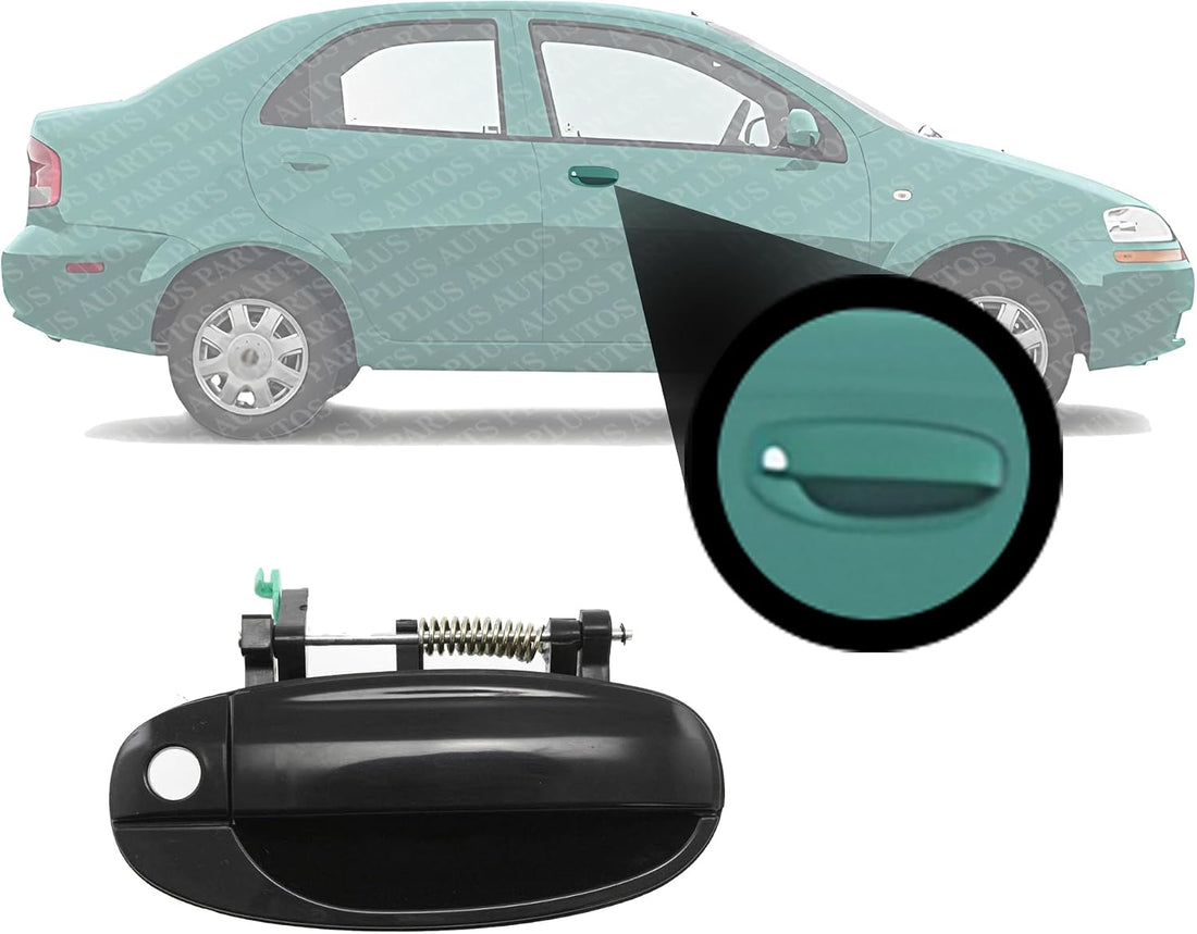 Front Exterior Door Handle Smooth Black Right Passenger Side Direct Replacement Compatible with 2004-2006 Chevrolet Aveo / 2009-2011 Aveo5 GM1311173 96409549