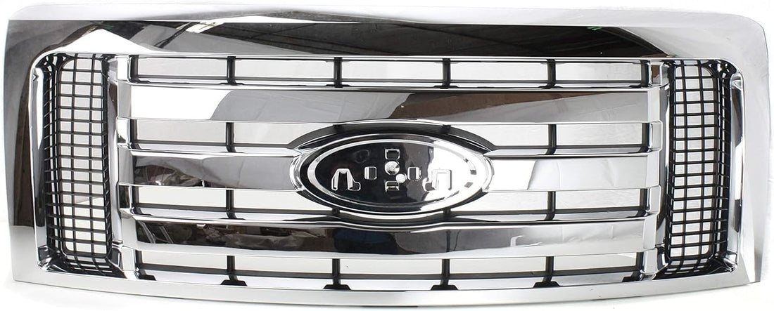 Front Grille Chrome Shell & Primed Insert Direct Replacement Compatible With 2009-2012 Ford F-150 FO1200511 9L3Z8200D